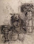James Ensor Nude at a Balustrade or Nude with Vase and Column Germany oil painting artist